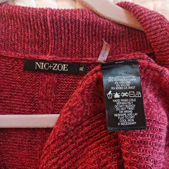 Burgundy Red Cardigan Sweater Womens XL/Oversized NIC+ZOE Cozy Fall Goth Holiday - Picture 4 of 4